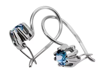 Ασήμι 925 14k 583 Aquamarine Σκουλαρίκια vec053s Russian Soviet USSR Vintage style Art Deco style